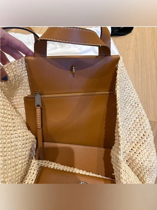 Proenza Schouler Natural Straw Tote with Tan Leather Trim - Picture 5 of 7